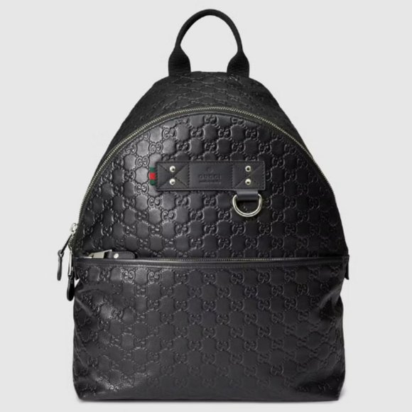 GUCCI Black Embossed Guccissima Leather Backpack main image 7